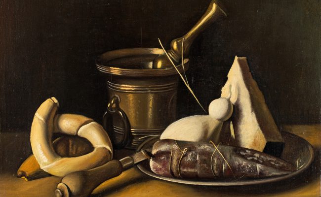 Gregorio Sciltian nature-morte au fromage et saucisson